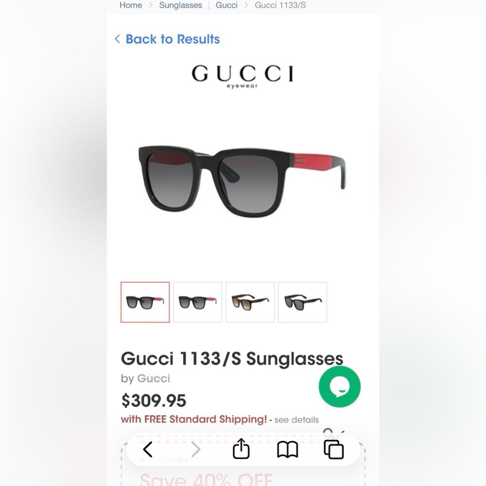 Gucci Sunglasses with Black Frame and Red and green Side Temples - Picture 2 of 8